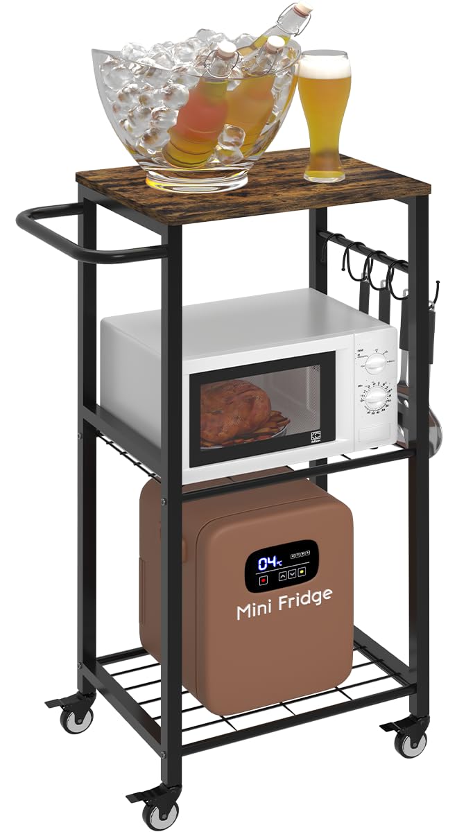 Sungaryard Kitchen Microwave Stand Cart with Storage Rack, Black