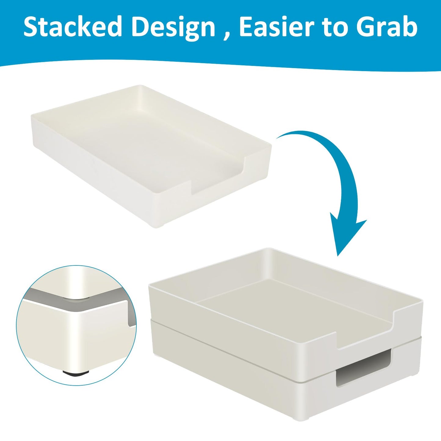 Paper Tray, Letter Tray, 2-Pack Desk Tray Organizer, Plastic A4 Letter-Size Printer Paper Holder