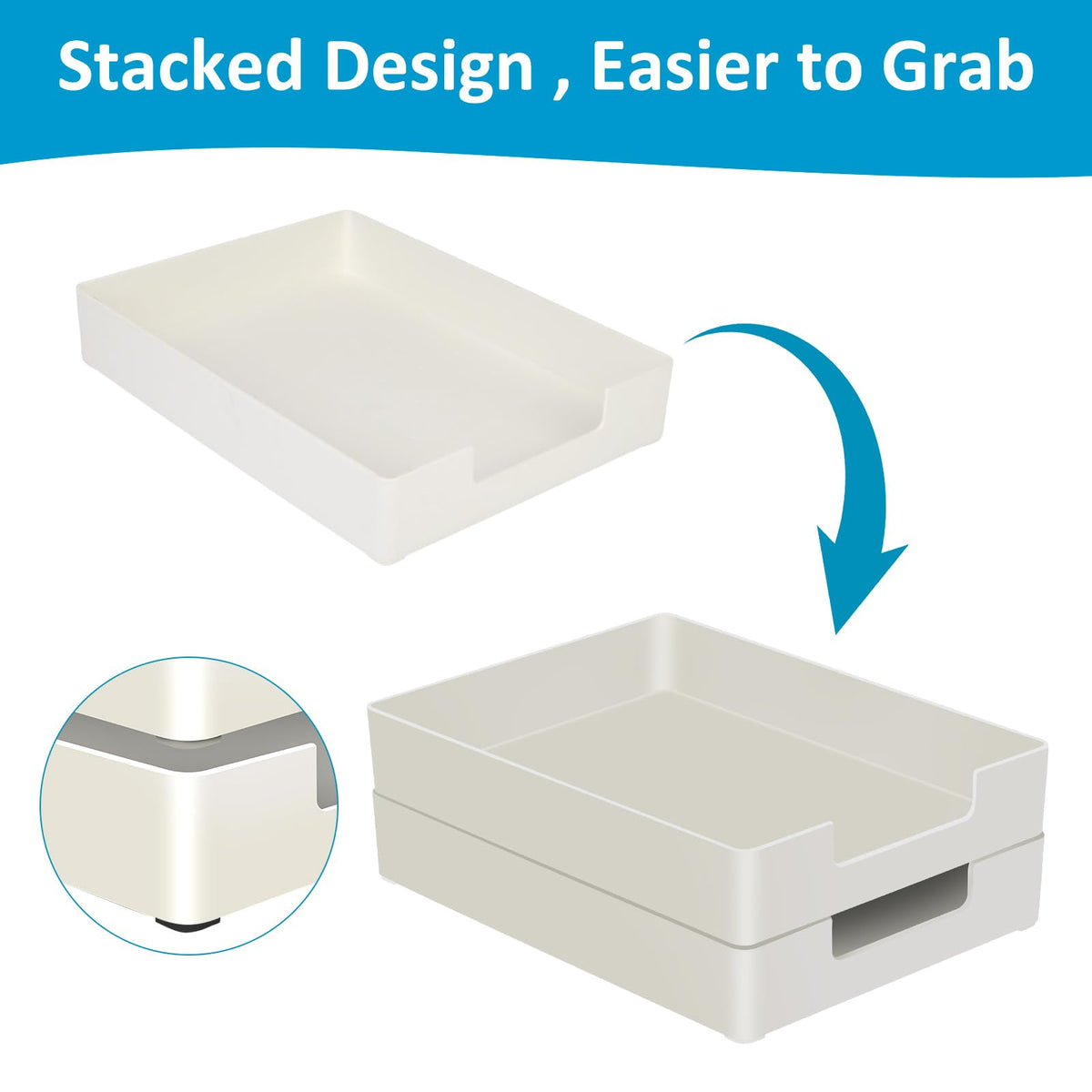 Paper Tray, Letter Tray, 2-Pack Desk Tray Organizer, Plastic A4 Letter-Size Printer Paper Holder