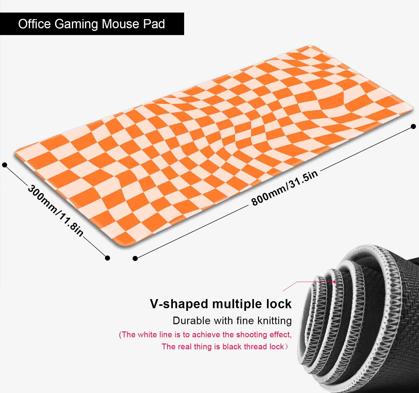 SXCKANG Orange Checkered Desk Pad, Boho Pattern Extra Large Mouse Pad, Desk Protector Pad, Writing