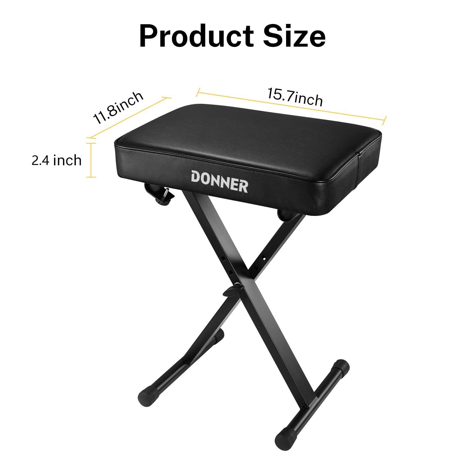 Donner Piano Bench, Adjustable Keyboard Bench Portable Stool Collapsible Chair Foldable Seat