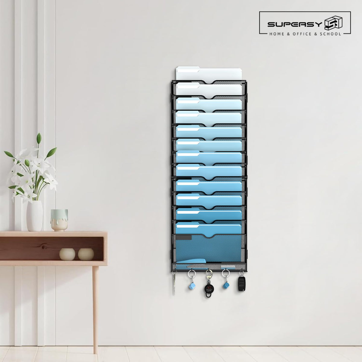 SUPEASY 13-Tier Hanging Wall File Organizer with Hooks, 2 Pack