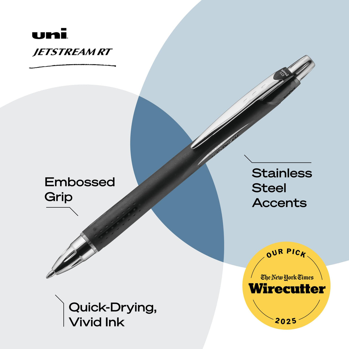 uniball™ Jetstream RT Ballpoint Pens, Black Ink, 0.7mm Fine Point, 12 Count