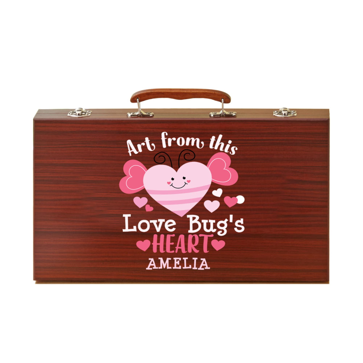 Let's Make Memories Personalized 80-Piece Deluxe Art Set - for Kids - Wood Carrying Case - Oil