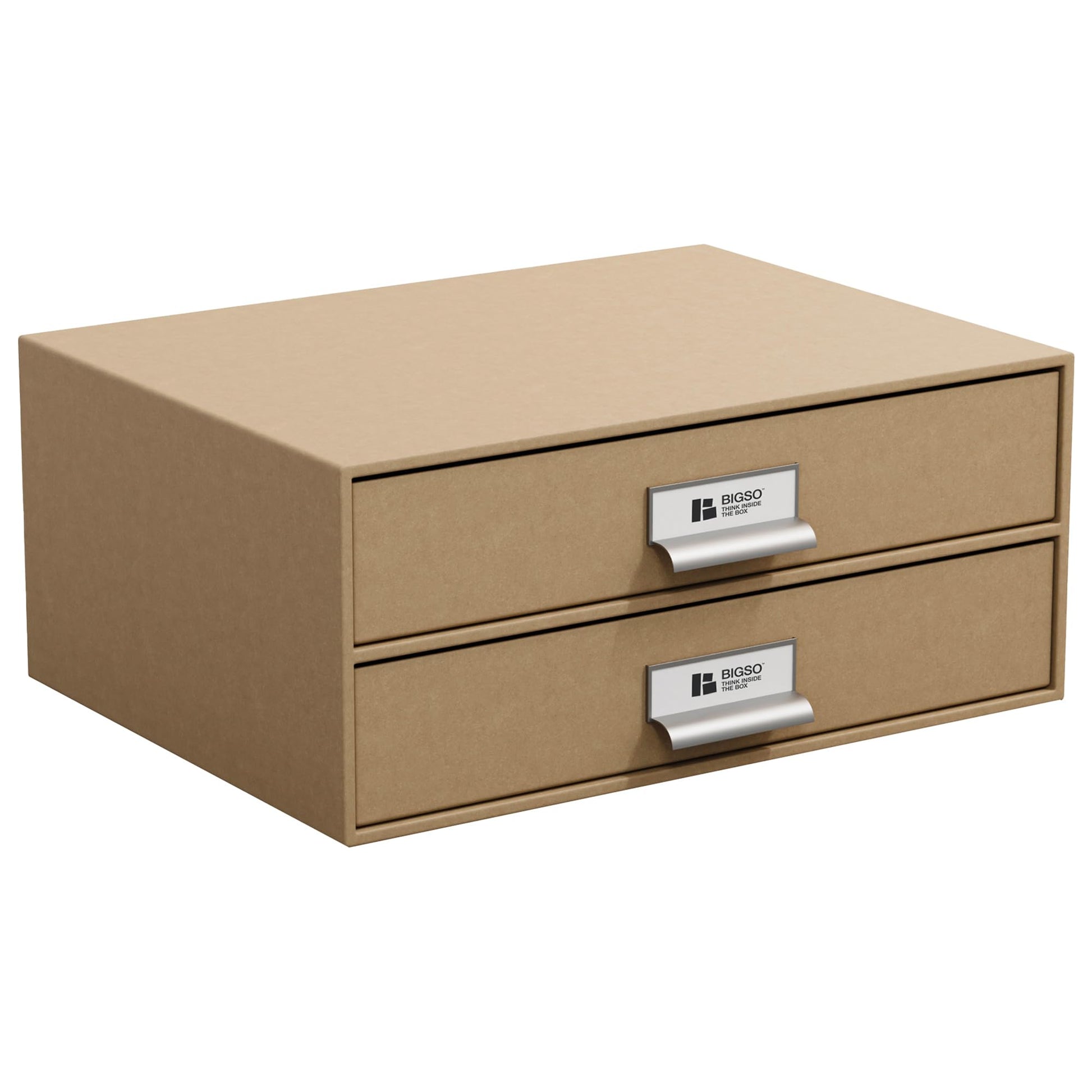 Bigso Birger 2-Drawer Fiberboard Document Letter Box - Paper Storage Drawers for A4 and Letter