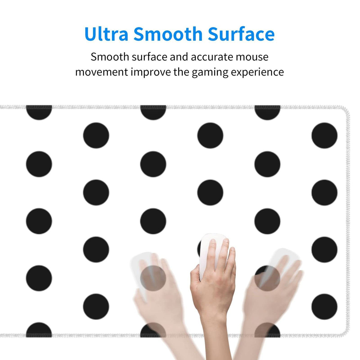 Black Polka Dot Mouse Pad Extended Large Gaming Mousepad XL Big Long Oversized Desk Mat Stitched