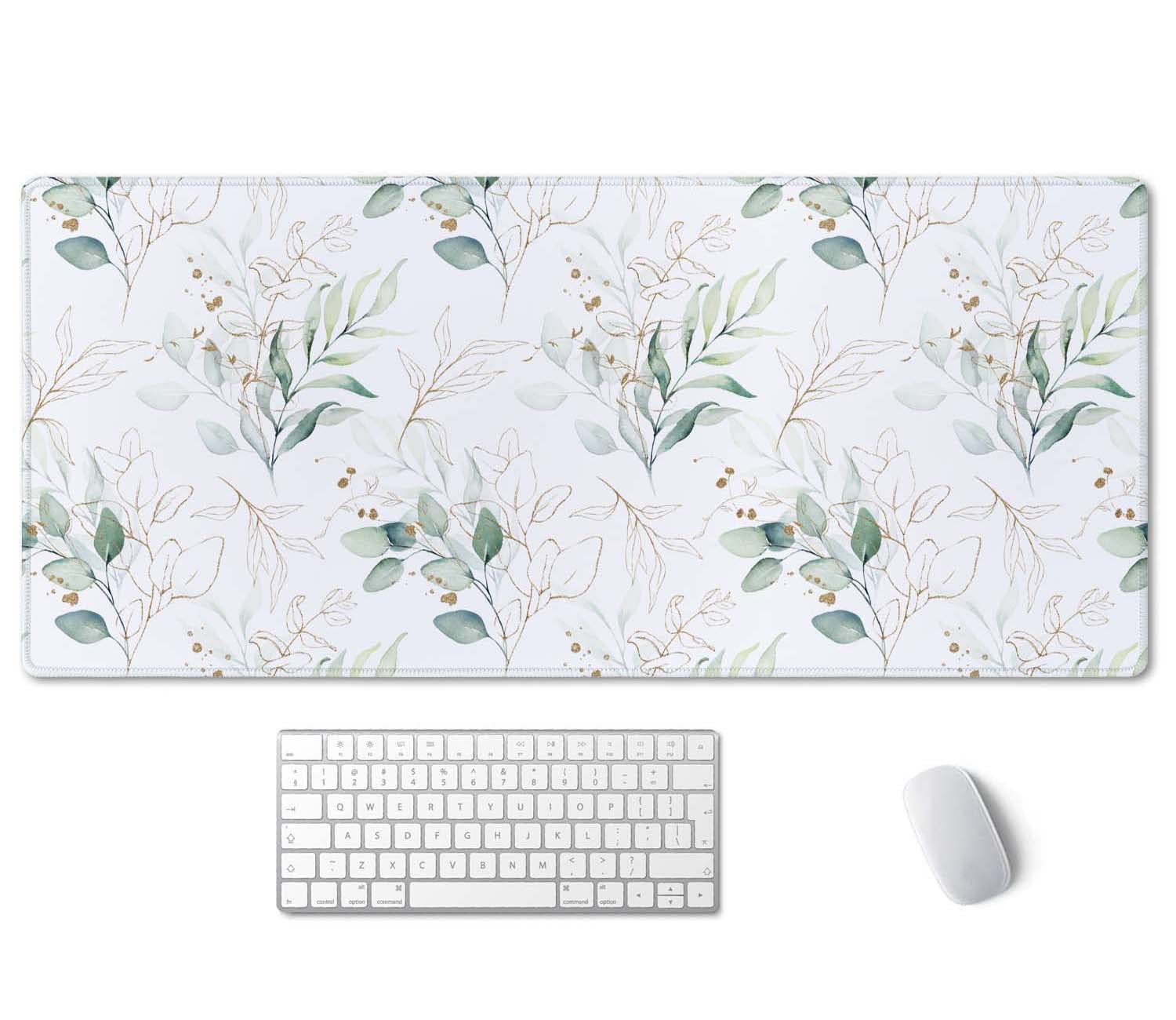 SSOIU Large Mouse Pad, Cute Floral Desk Mat for Desktop, Women Girls Waterproof Gaming Mousepad