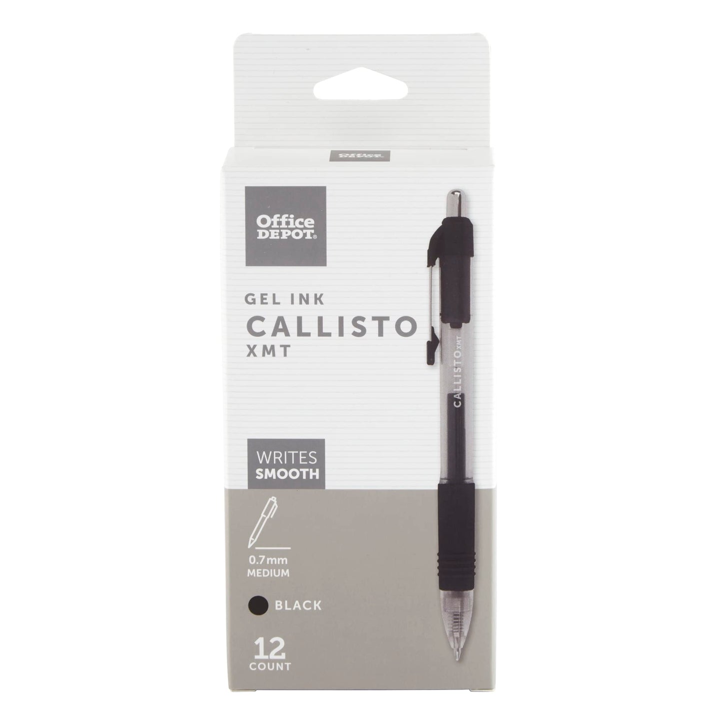 Office Depot Soft-Grip Retractable Gel Pens, Medium Point, 0.7 mm, Transparent Black Barrel, Black