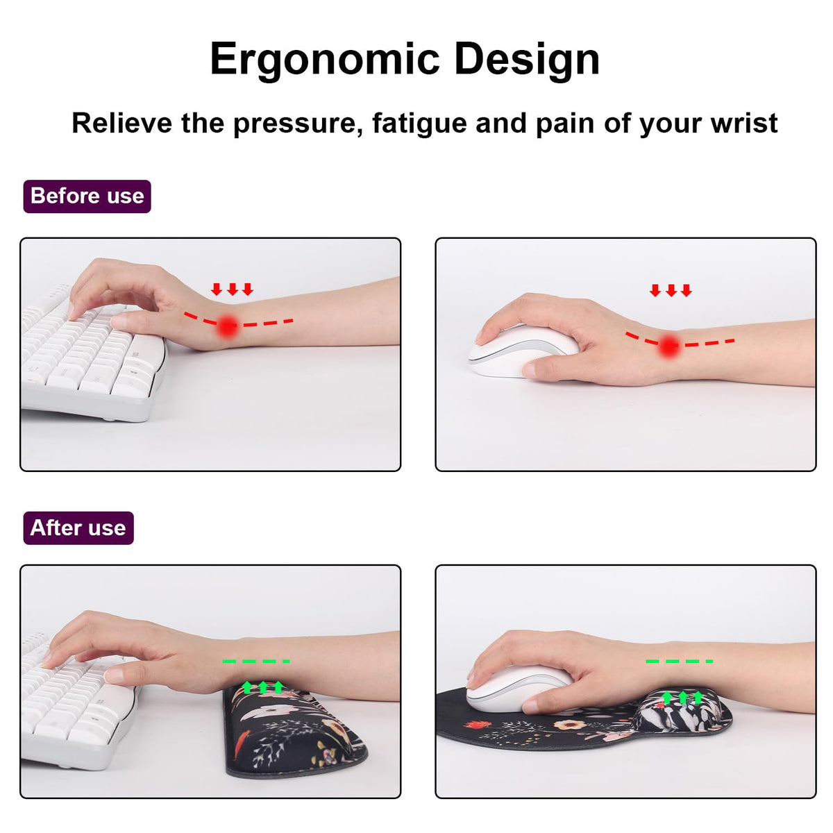 Ergonomic Mouse Pad with Wrist Rest and Keyboard Wrist Rest, Mousepad