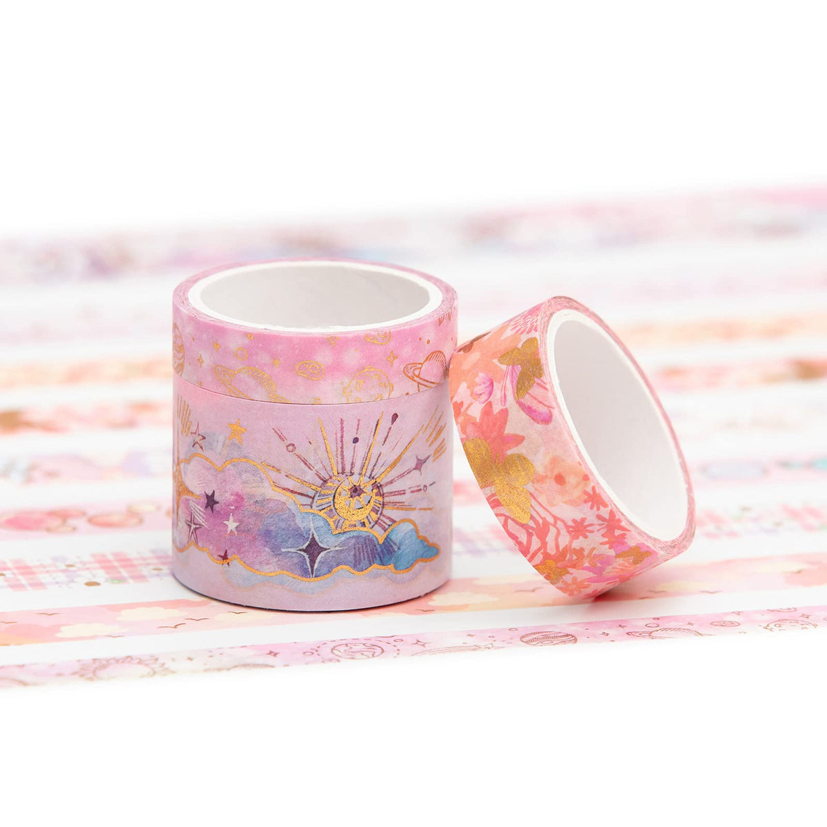 YUBBAEX Mystic Gold Washi Tape Set Wide Silver Foil Masking Tape Decorative for Arts, DIY Crafts