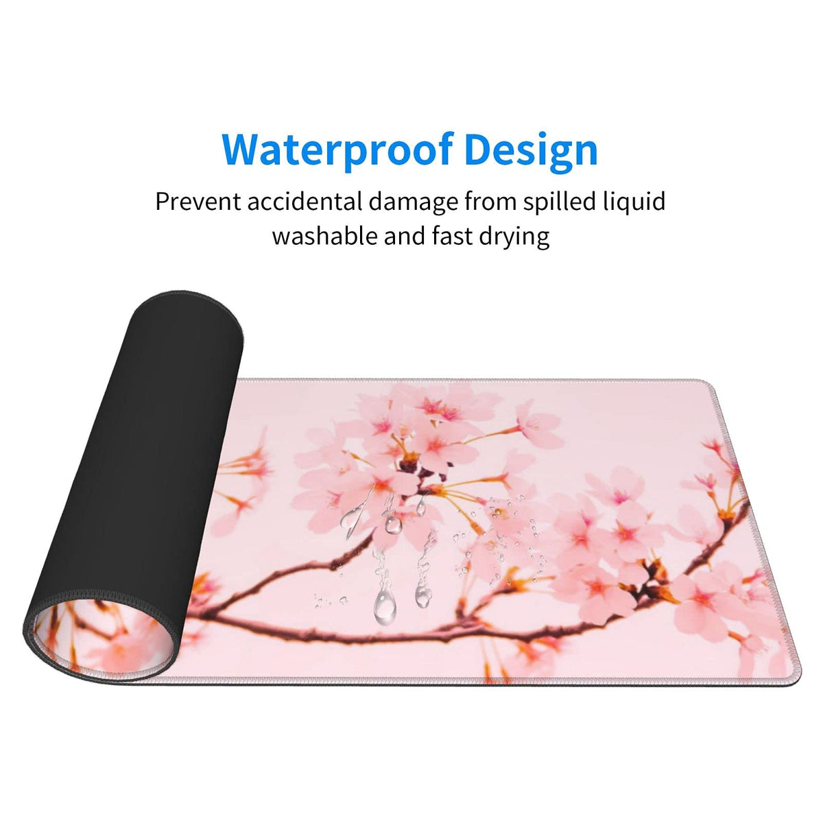 CAIJIZHO Sakura Cherry Blossom Gaming Mouse Pad XXL Large Office Desk Mat Non-Slip Waterproof Long