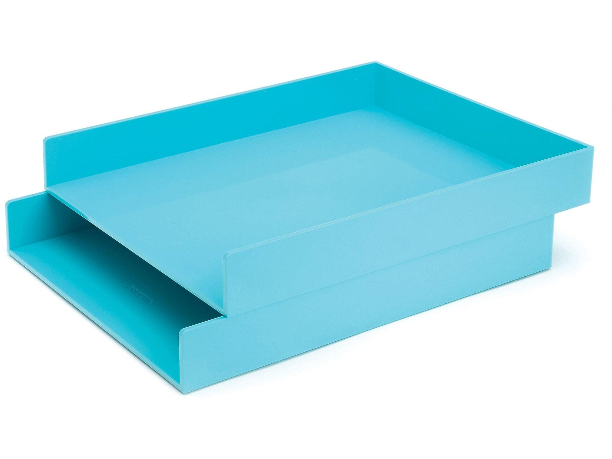 Poppin Stackable Letter Tray (2 Pack) - Modular Lacquer Desk Trays for Office Organization