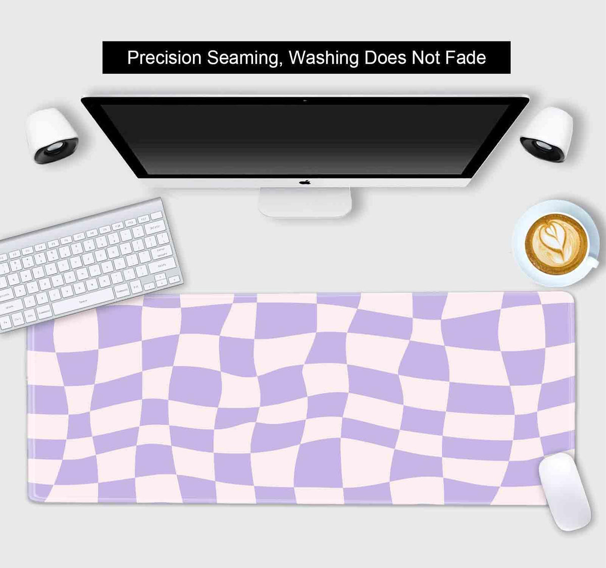 Pastel Purple Desk mat, Checkered Pattern Large Mouse Pad, Protector Pad Writing Mat for Work Home