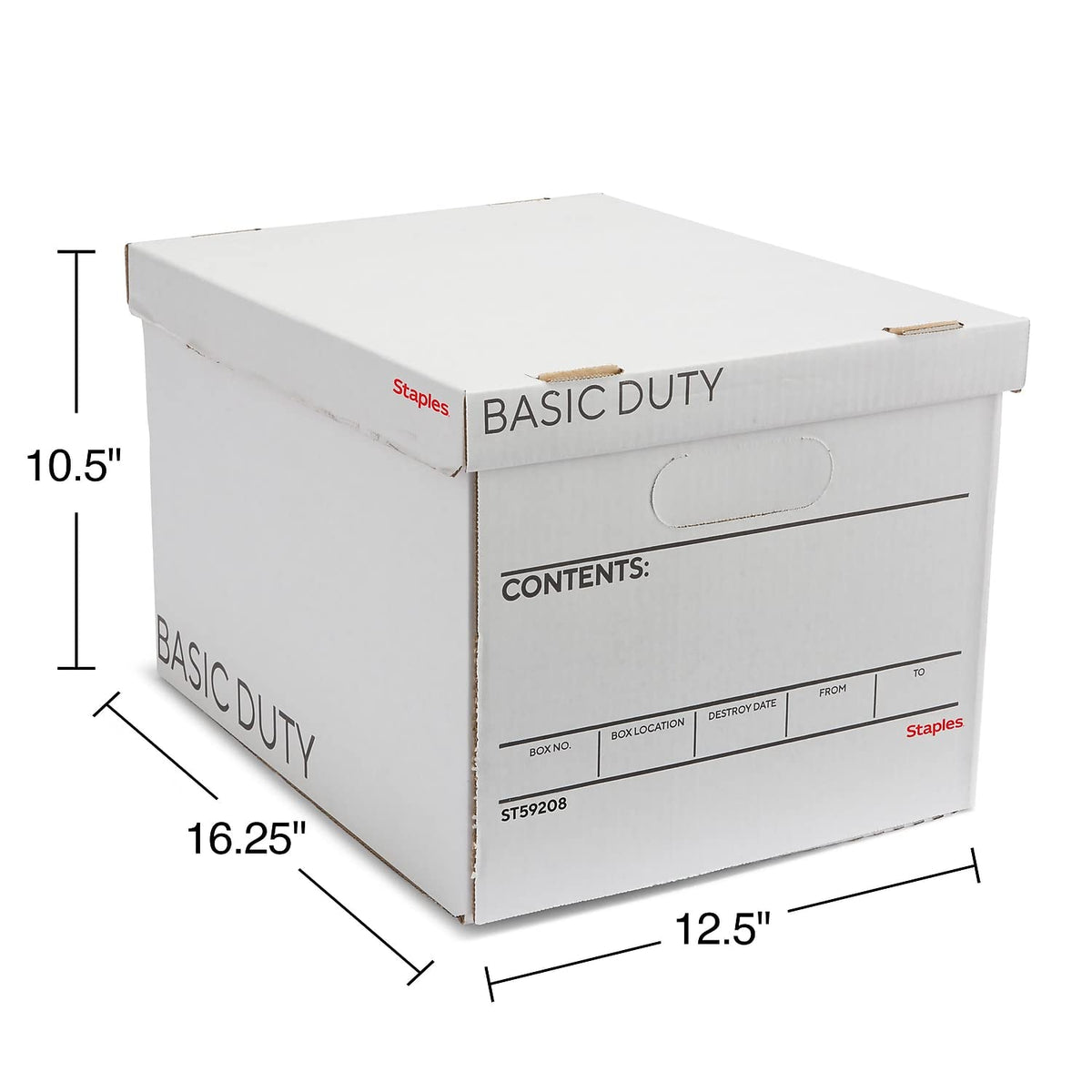 Staples Corrugated File Box, Lift-Off Lid, Letter/Legal, White/Black, 10/Pk