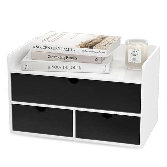Bamboo Desk Organizer with Drawers, Desktop Storage for Office Supplies