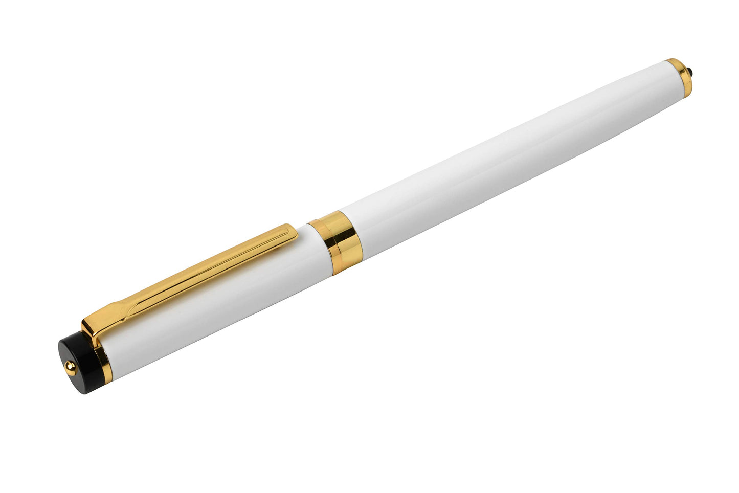 Dryden Designs Fountain Pen. Medium Nib Premium Box | 6 Ink Cartridges Included (Pearl White)