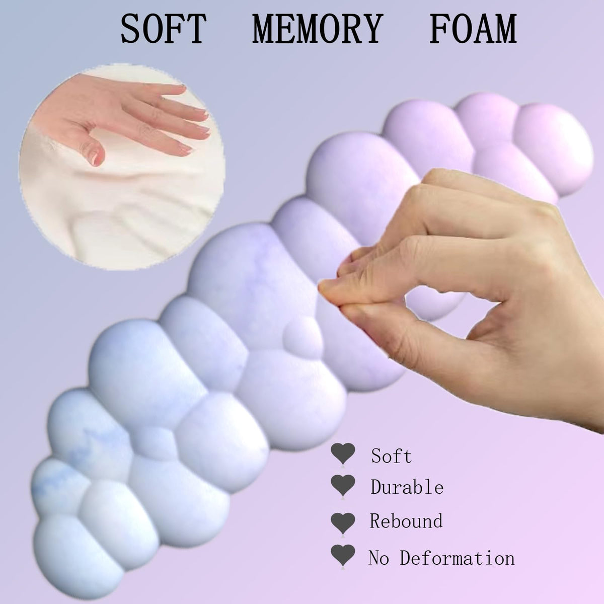 Cloud Mouse Pad and Keyboard Wrist Rest 4PCS Extended Large Desk Mat Pad Set Memory Foam Non-Slip
