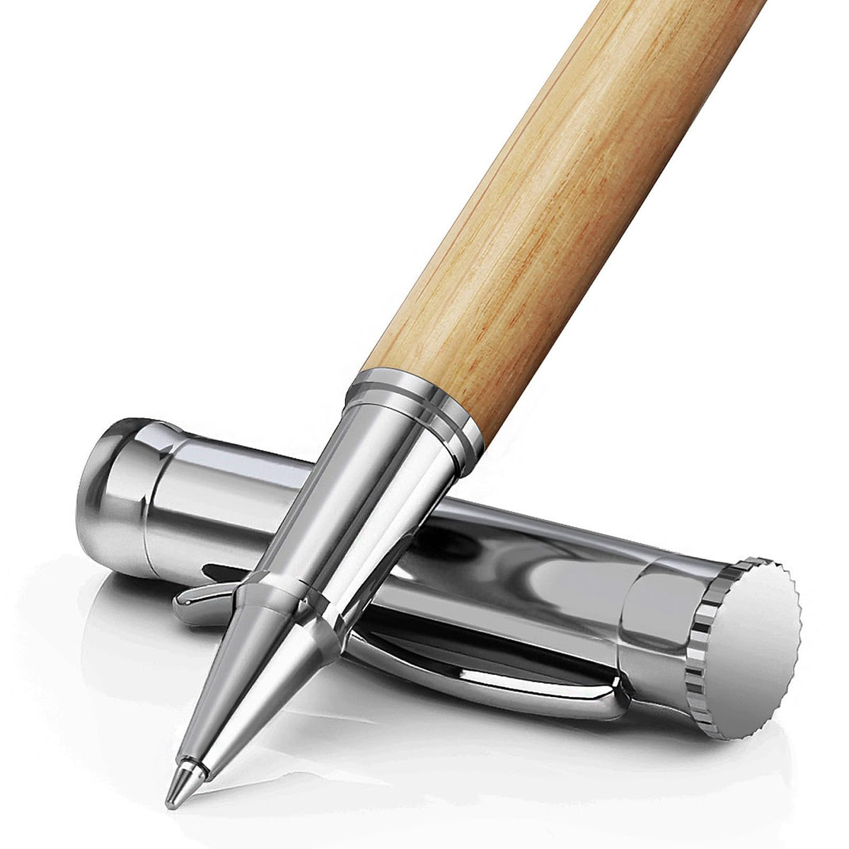 WEMATE Wood Rollerball Pen Set, Nice Pen for Men, Fancy Look - White Oak