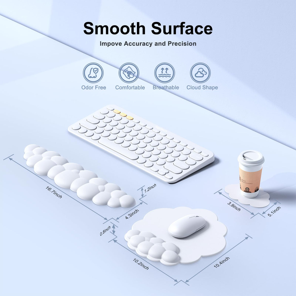 MOKURU Cloud Mouse Pad with Wrist Rest, Cloud Keyboard Wrist Rest, Mouse Pad Wrist Support