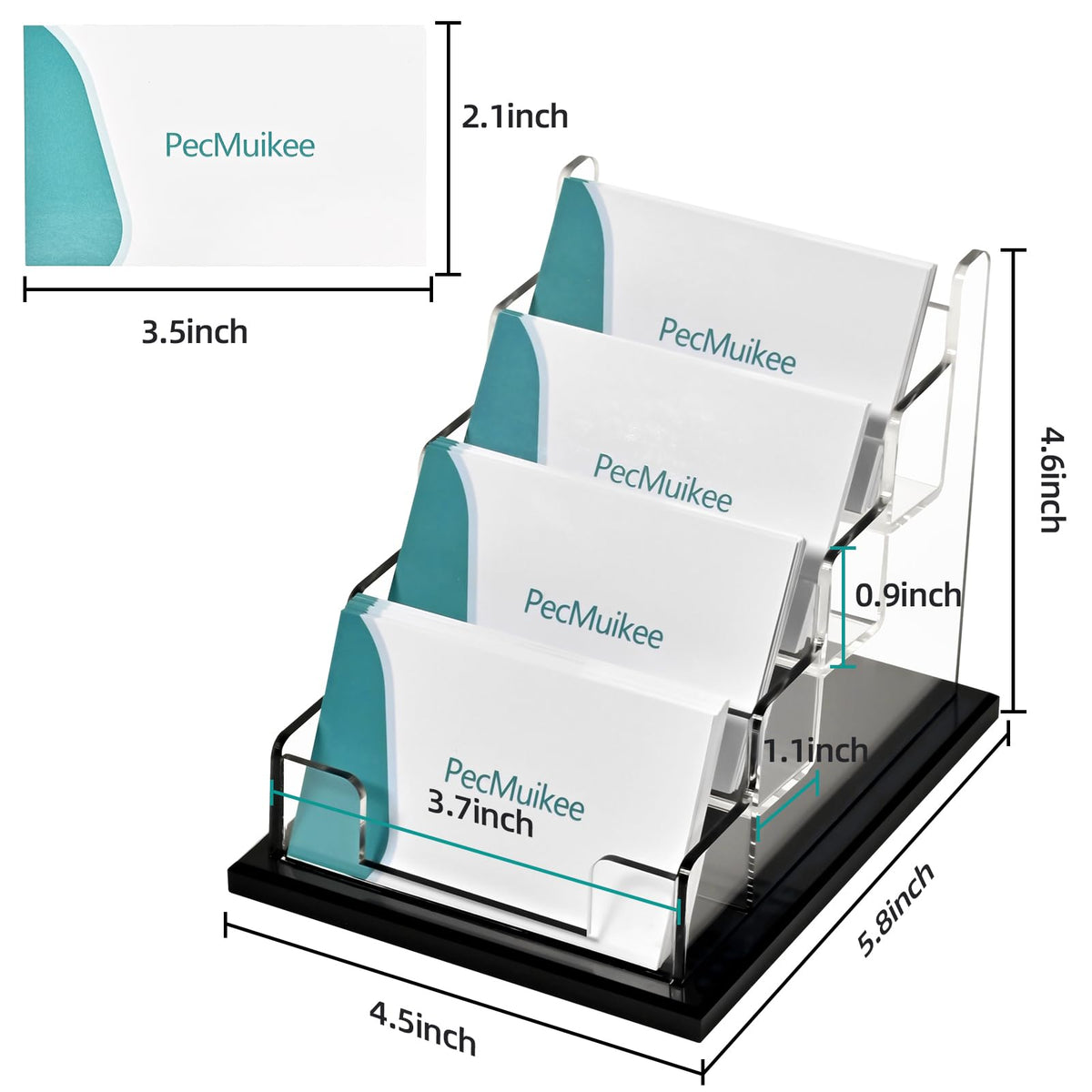 PecMuikee Business Card Holder for Desk，Acrylic Business Card Display Stand,Multiple Business Card