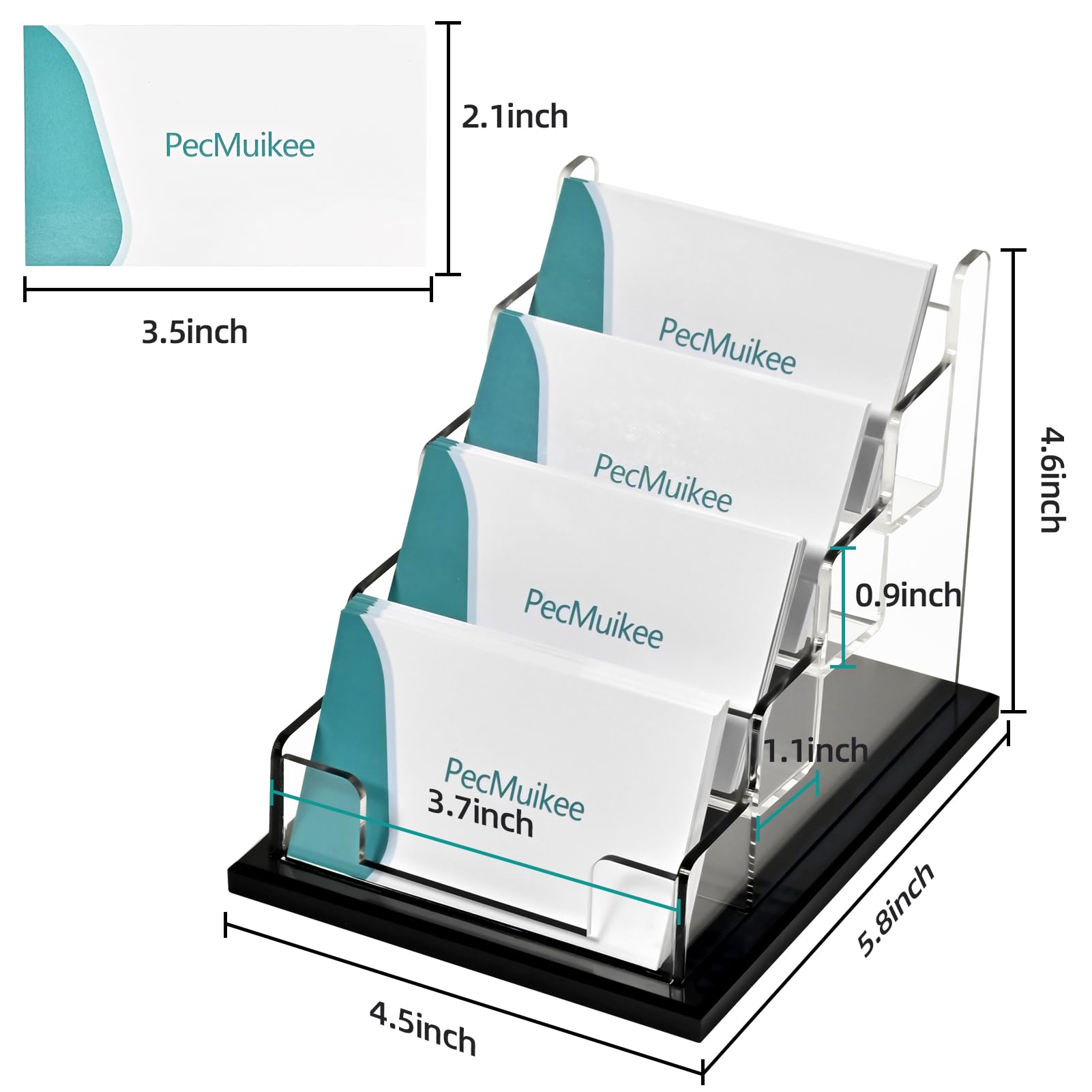 PecMuikee Business Card Holder for Desk，Acrylic Business Card Display Stand,Multiple Business Card