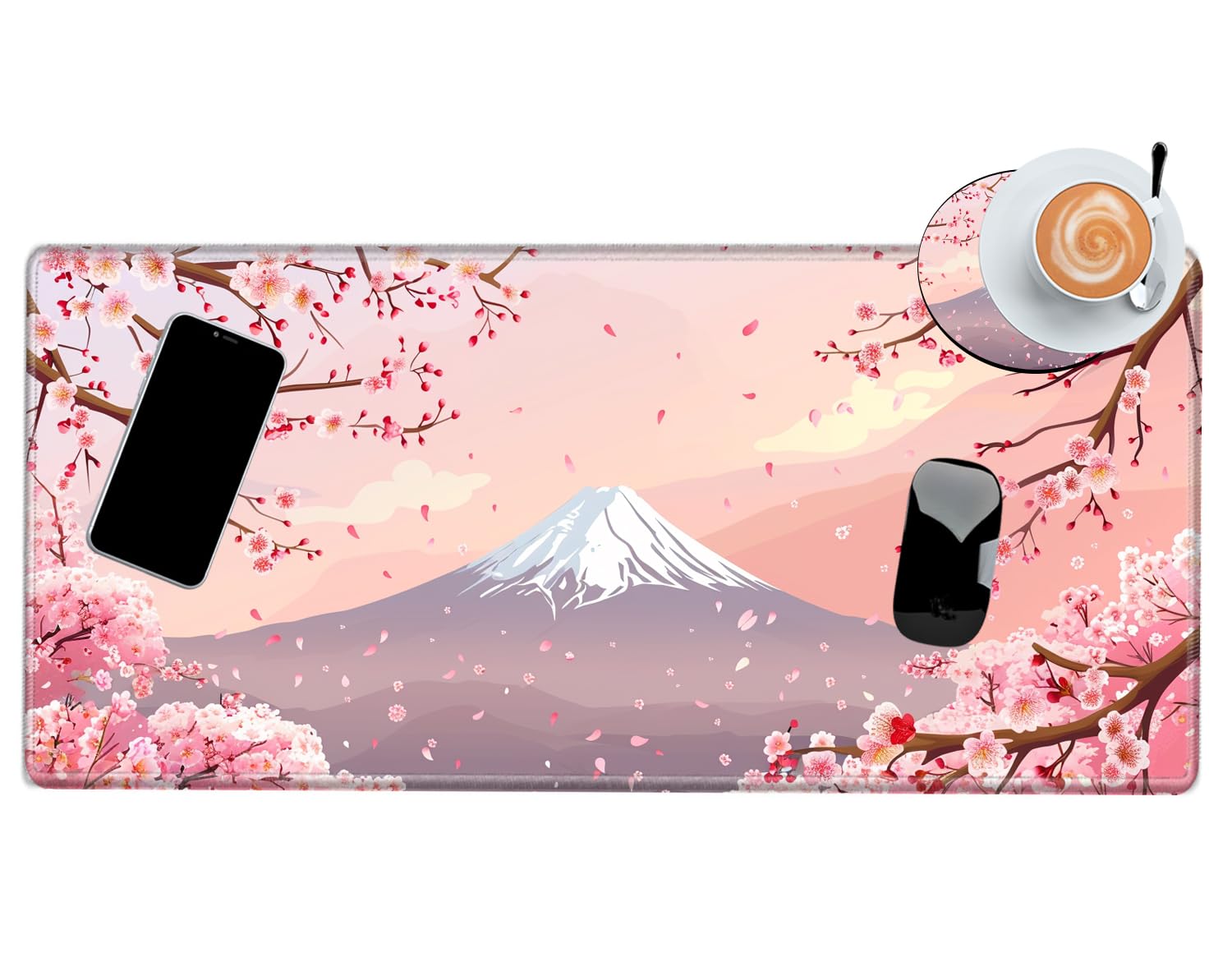 Gaming Mouse Pad Cherry Blossom Desk Mat Sakura Mousepad XL Desk Pad 24x12 Computer Mat Large Mouse