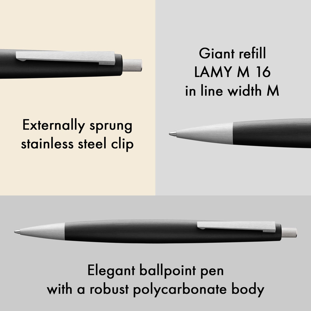 Lamy 2000 black - elegant ballpoint pen in robust fibreglass barrel - perfectly balanced - incl.
