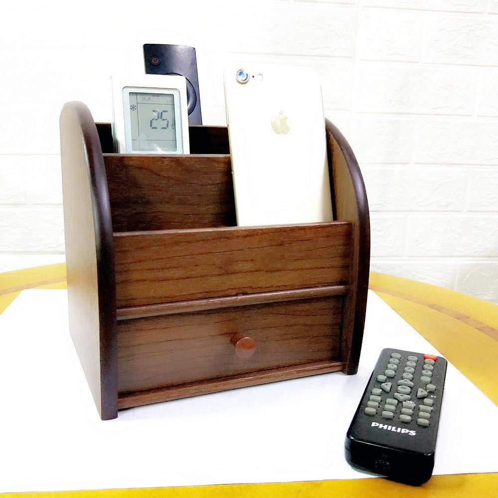 N Remote control storage organizer with drawer wood office Stationery organization pen holder Daily