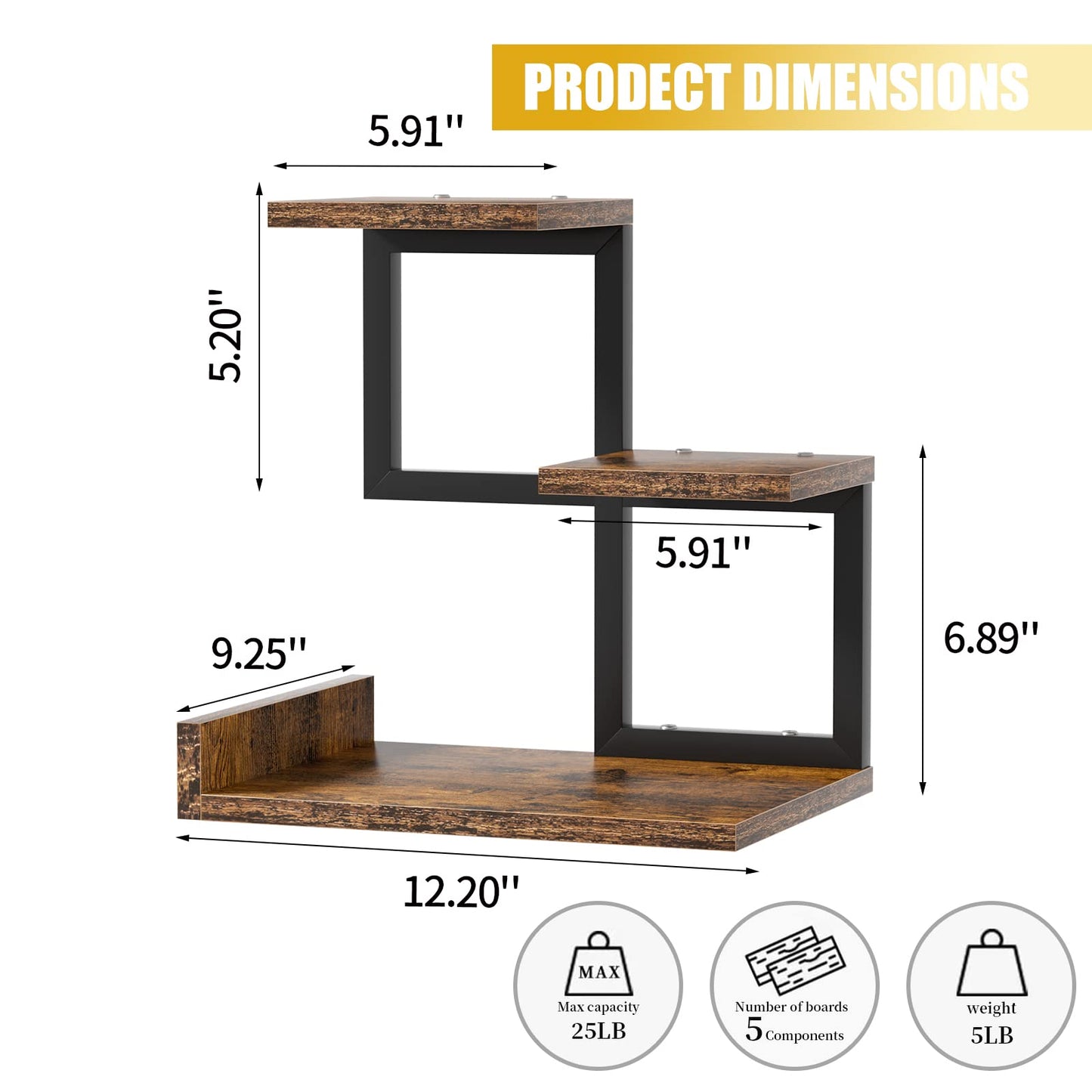 Gannyfer Office Decor Desk Shelf Organizer - Wood Desktop Shelf, Freestanding Desk Hutch, 3 Tier