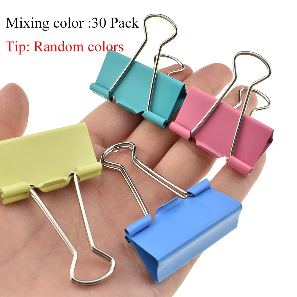 HAHIYO Binder Clips Paper Clamps Spring Steel Sturdy Large 1.57 inches Width 0.51 Inch Capacity No