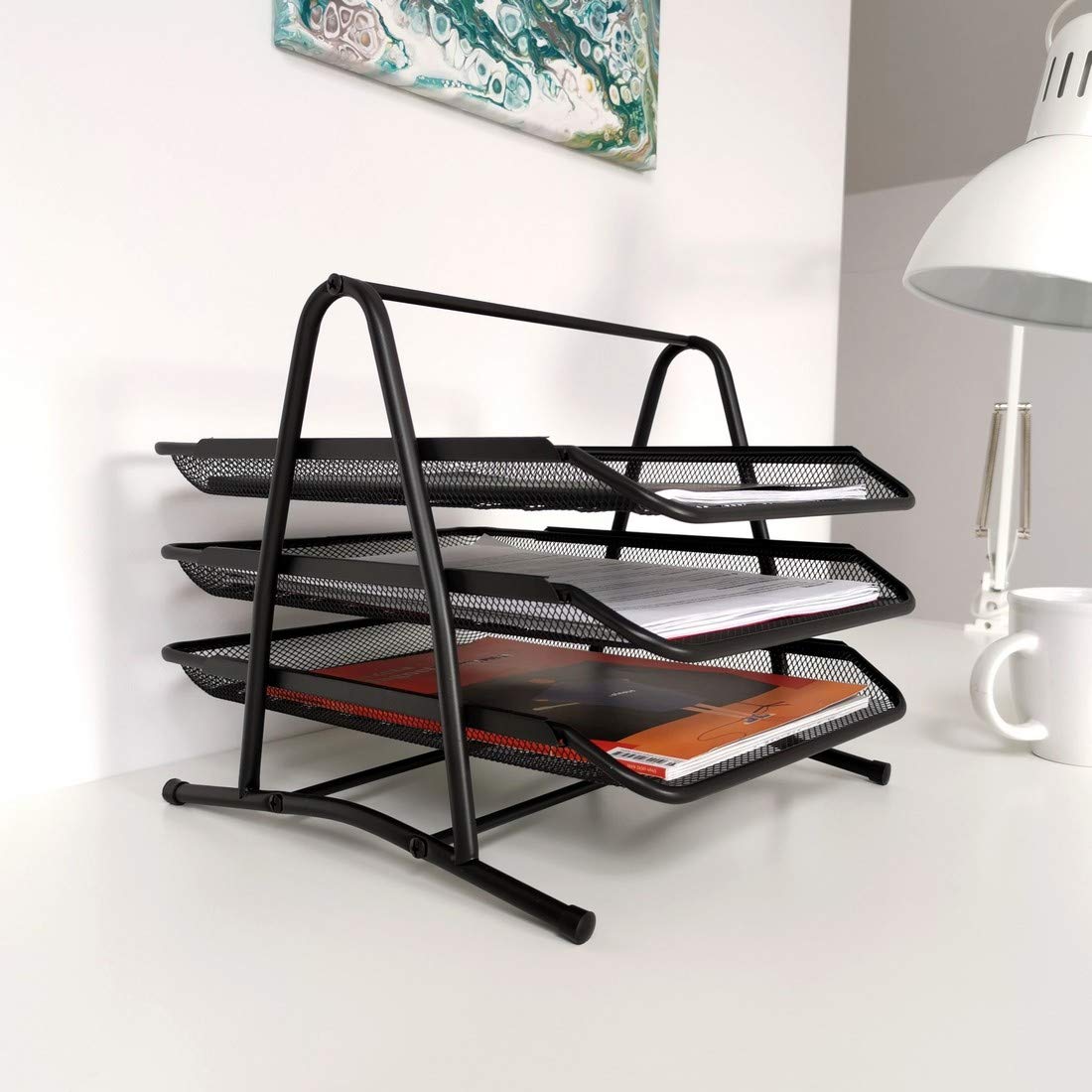 D.RECT Drawers for Documents 3 Pieces Metal Mesh Black, One Size, 007610