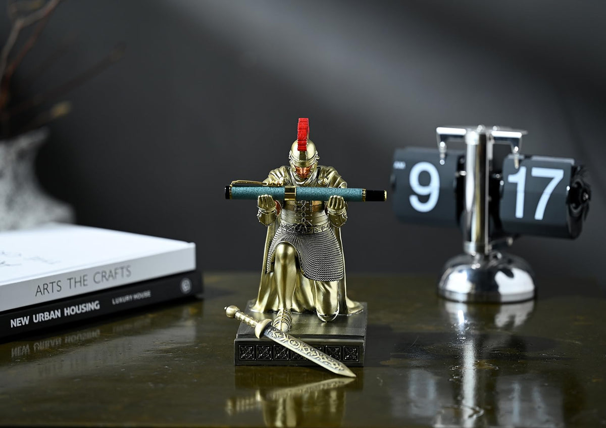 Roman Praetorian Prefect Warrior Knight Pen Holder Desk Ornament Bronze