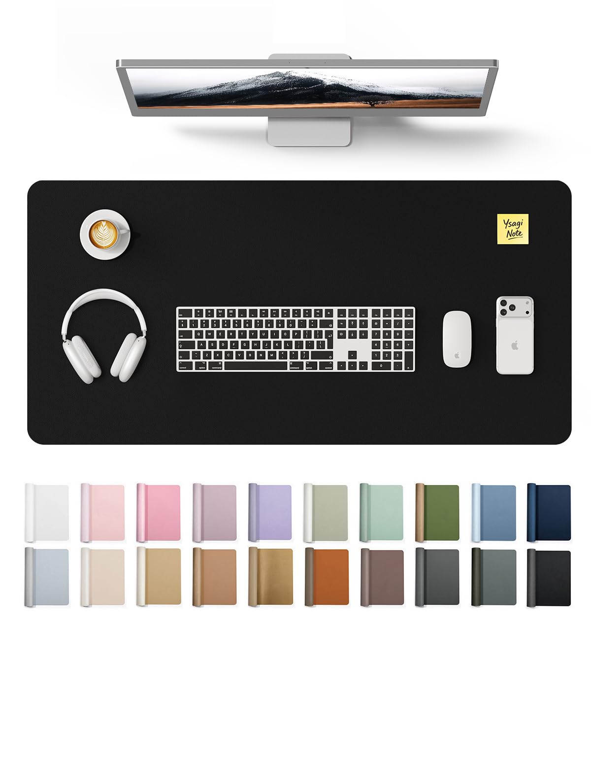 YSAGi Large Extended PU Leather Desk Pad Protector – Non-Slip Waterproof Desk Mat for Office &