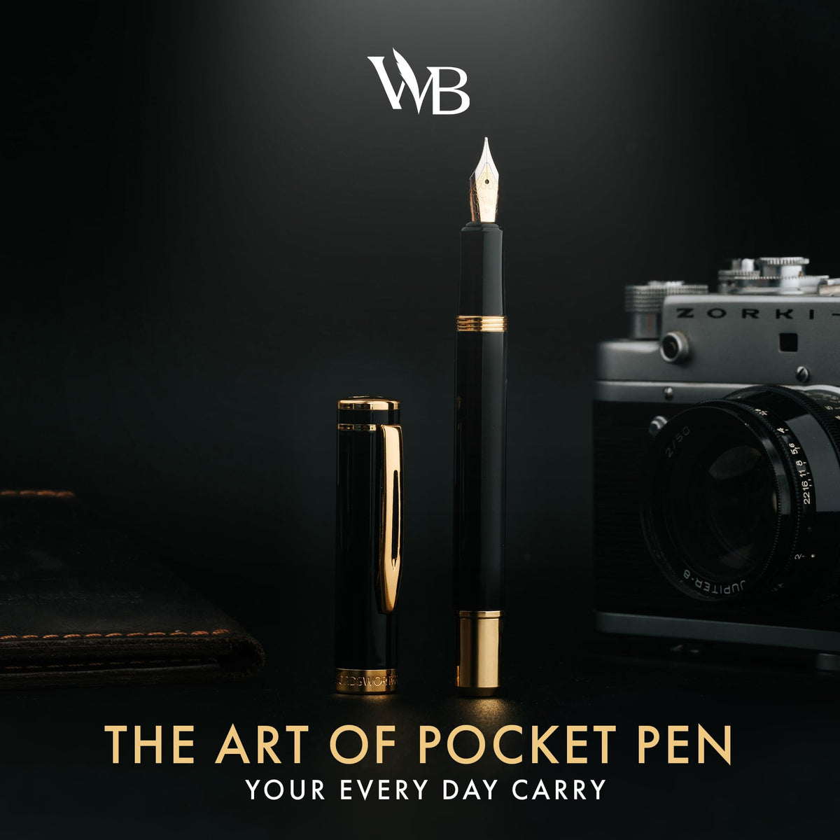 Wordsworth & Black Mini Pocket Fountain Pen for Writing, Medium Nib, Black