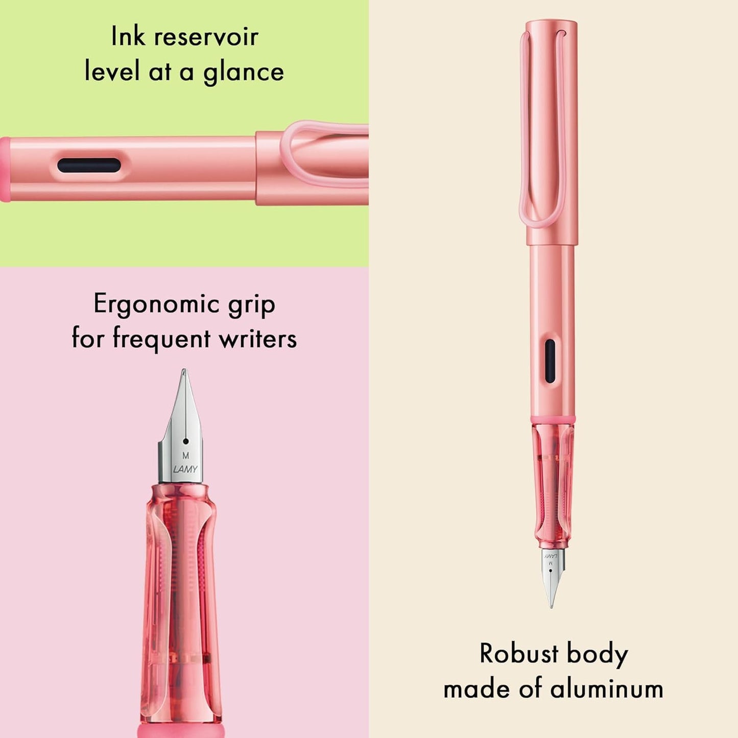LAMY AL-star flamingo - Fountain Pen with ergonomic grip & polished steel nib in size M