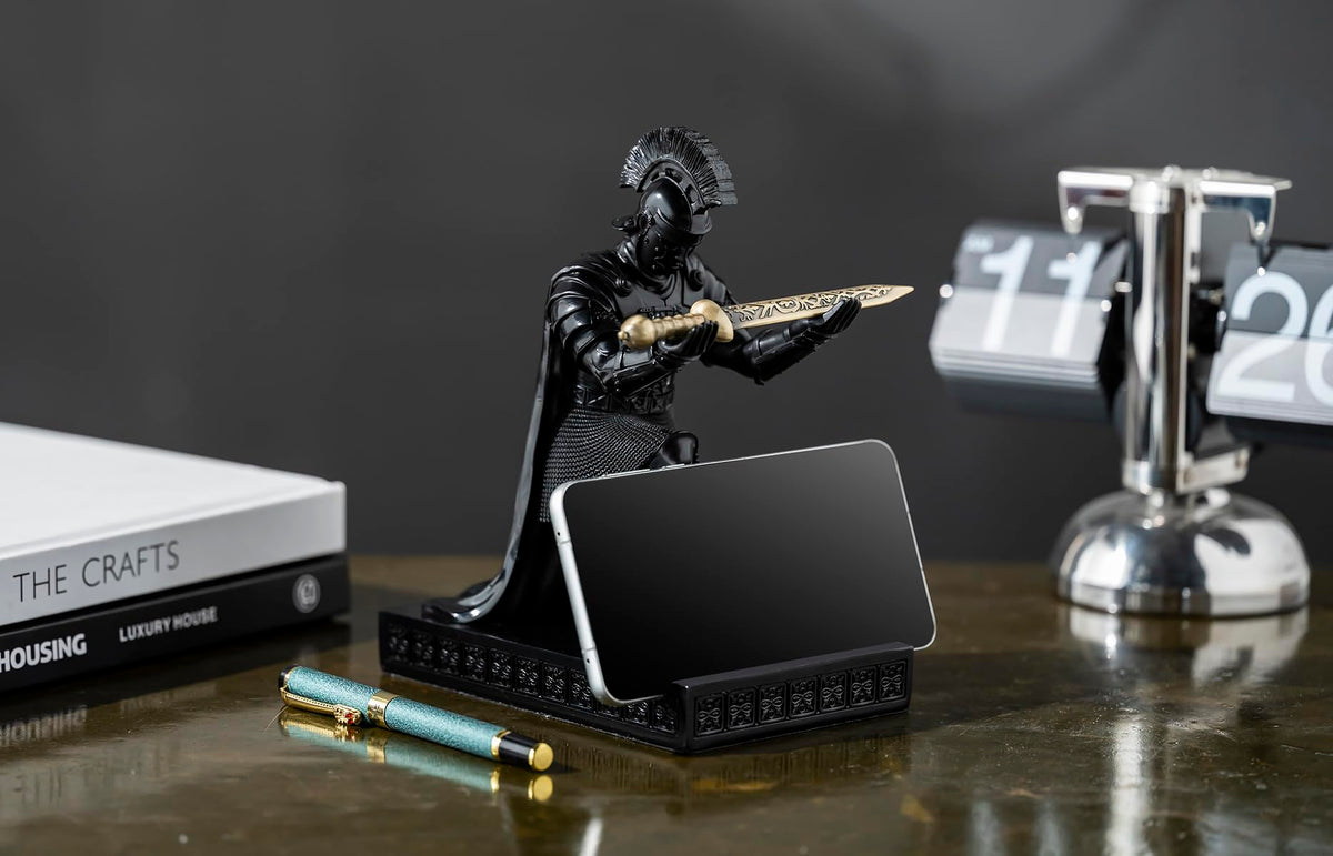 Roman Praetorian Prefect Warrior Knight Pen Holder Desk Ornament Black