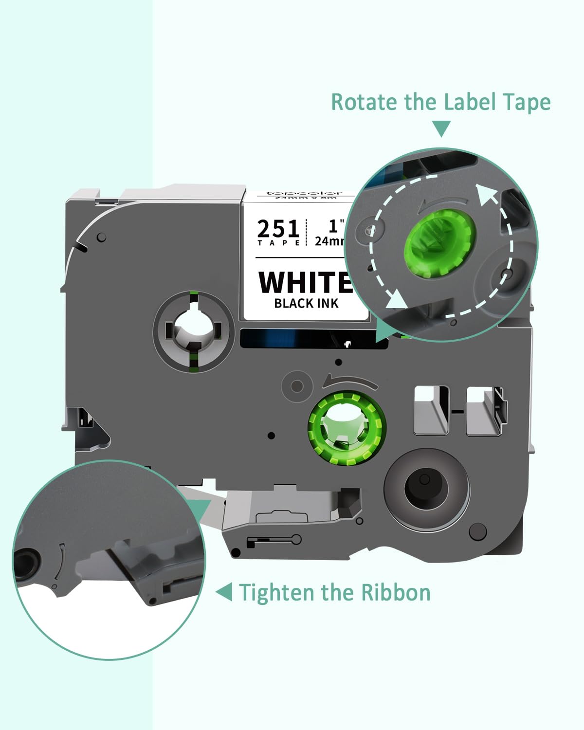 6-Pack 24mm 0.94" Label Tape Colored Compatible for Brother Tape 1 Inch
