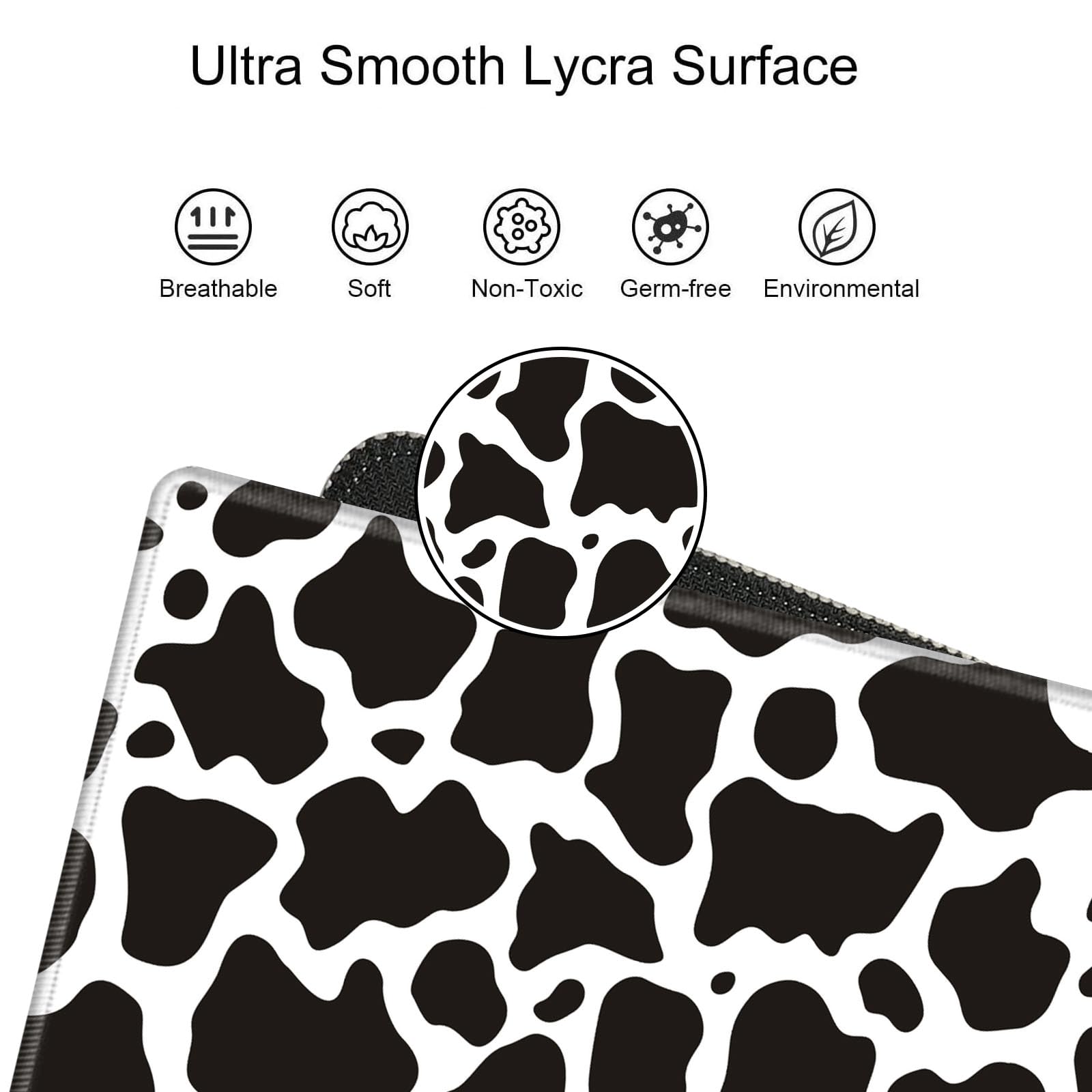 Cow Print Mouse Pad 24x12 Inch Mousepad Black and White Desk Pad Large Gaming Desk Mat Long