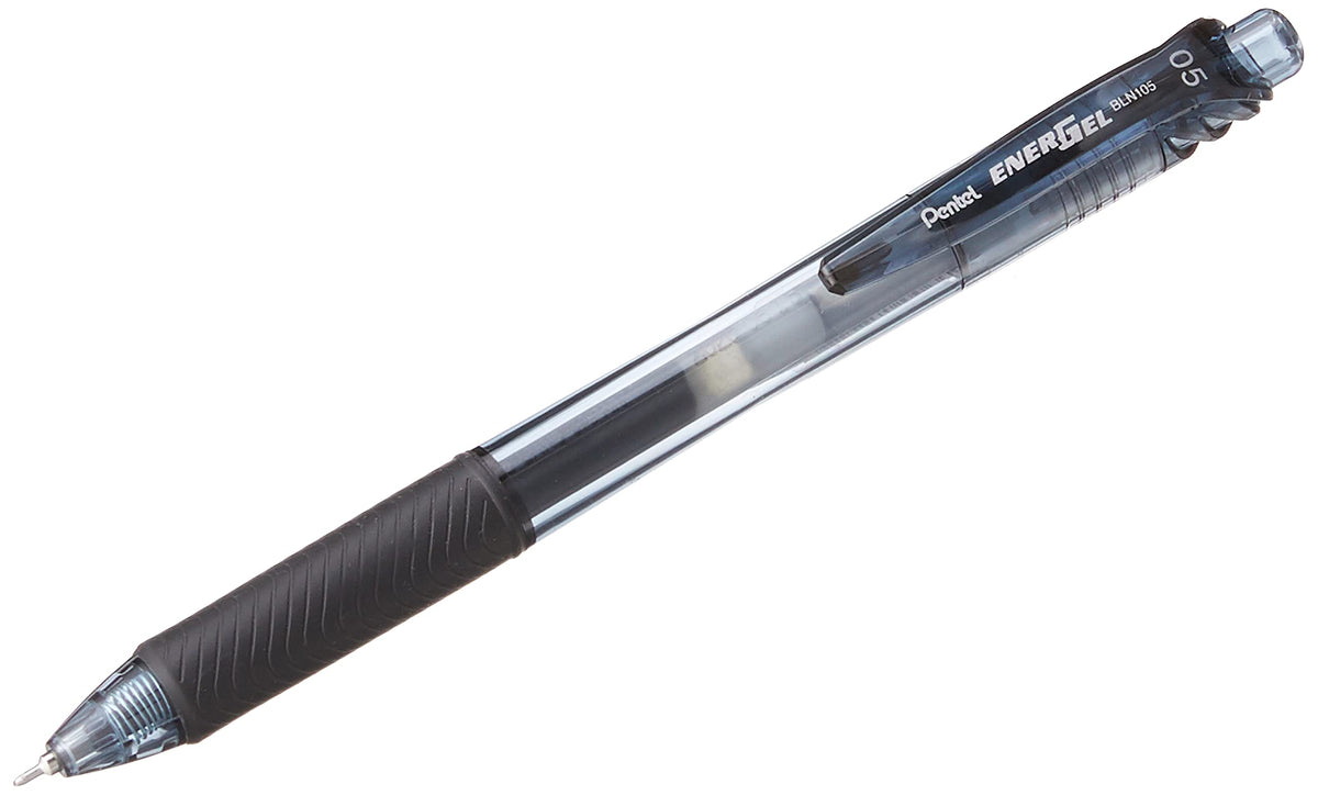 Pentel BLN105A EnerGel X Roller Ball Retractable Gel Pen, Black Ink, Fine, Dozen (BLN105-A)
