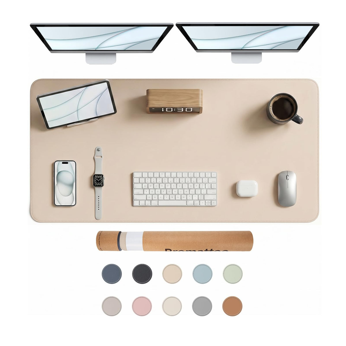 PROMATTOO Large Desk Pad Non-Slip Desk Mat Protector for Keyboard Mouse Waterproof Vegan Leather