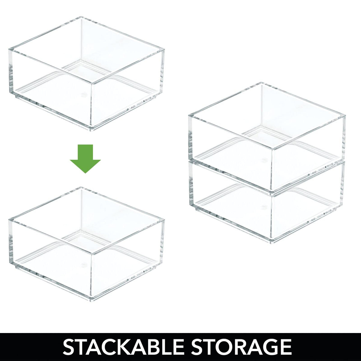 mDesign Plastic Square Desk Organizer - Create Section for Home Office Drawers, Desktop - Holds