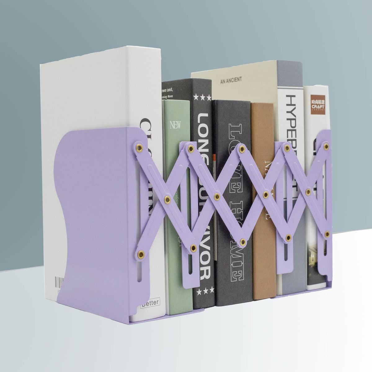 Zyners Adjustable Metal Bookends Heavy Duty for Shelves, 2 Dividers, Anti-Slip Design Expandable