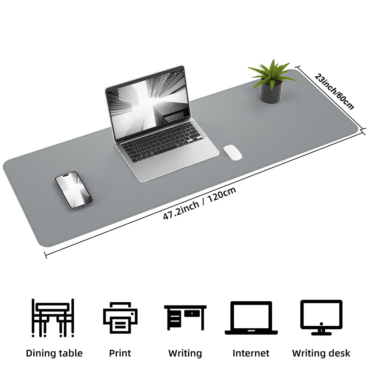AFIING Cork Desk Mat 47" x 23.6", Dual-Sided Natural Cork & PU Leather Desk Pad, Non-Slip