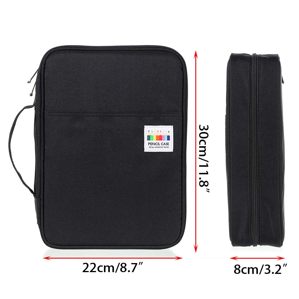 BTSKY Colored Pencil Case 220 Slots Pen Pencil Bag Organizer with Handy Wrap Portable- Multilayer