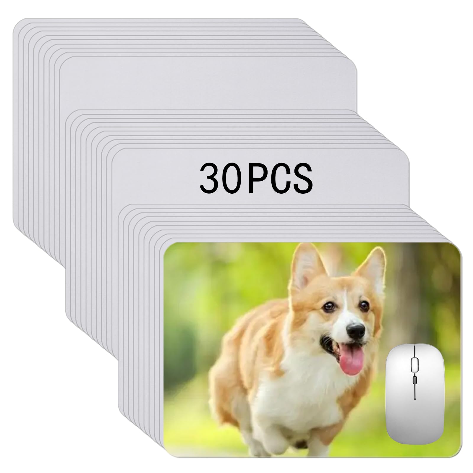 30 PCS White Mouse pad for Heat Press Printing, Mousepad for Heat Transfer Crafts Custom Photos Non