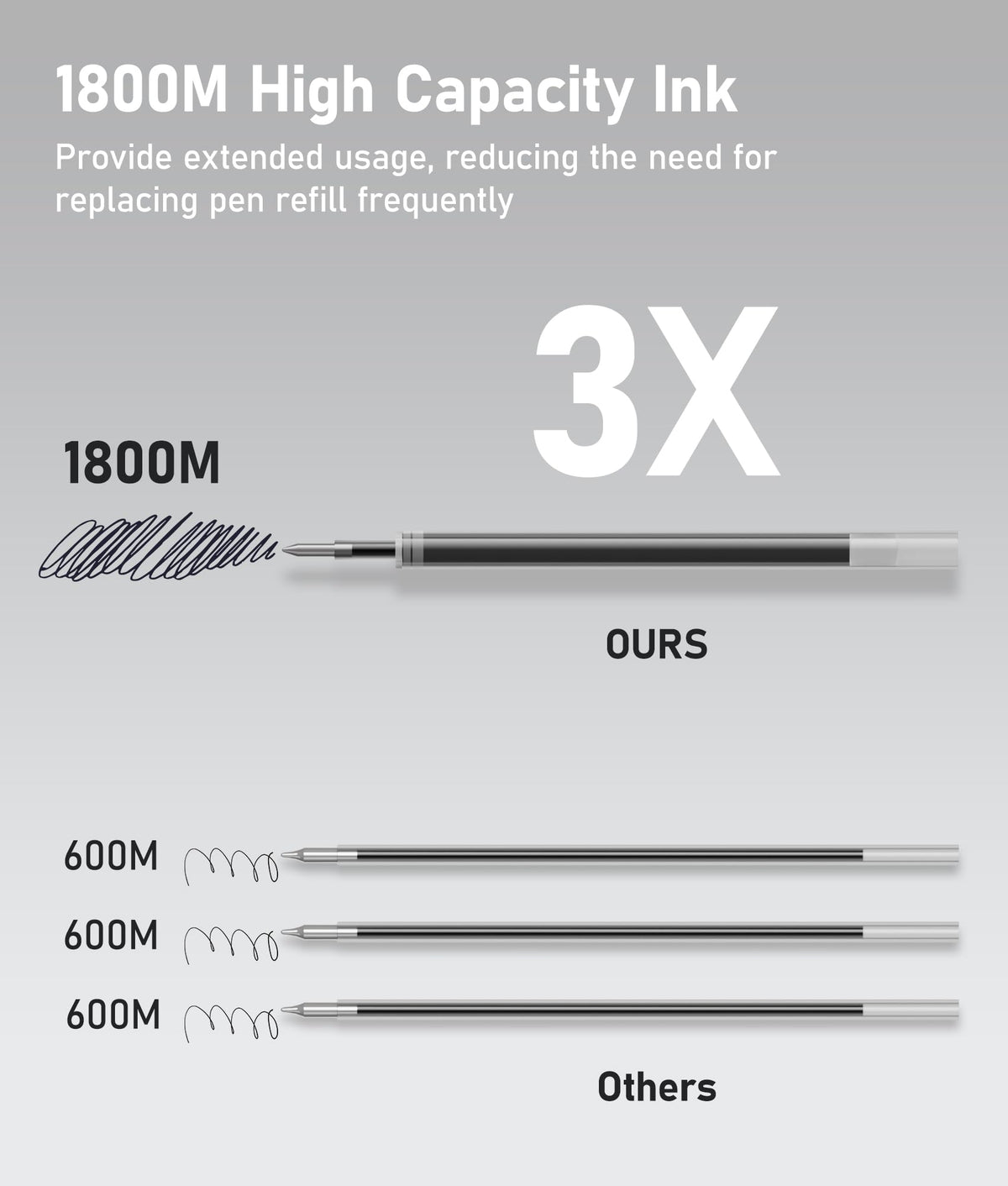 InkSlick 16 Pack Gradient Black Ballpoint Pens 1.0mm Fidget Pens for Adults