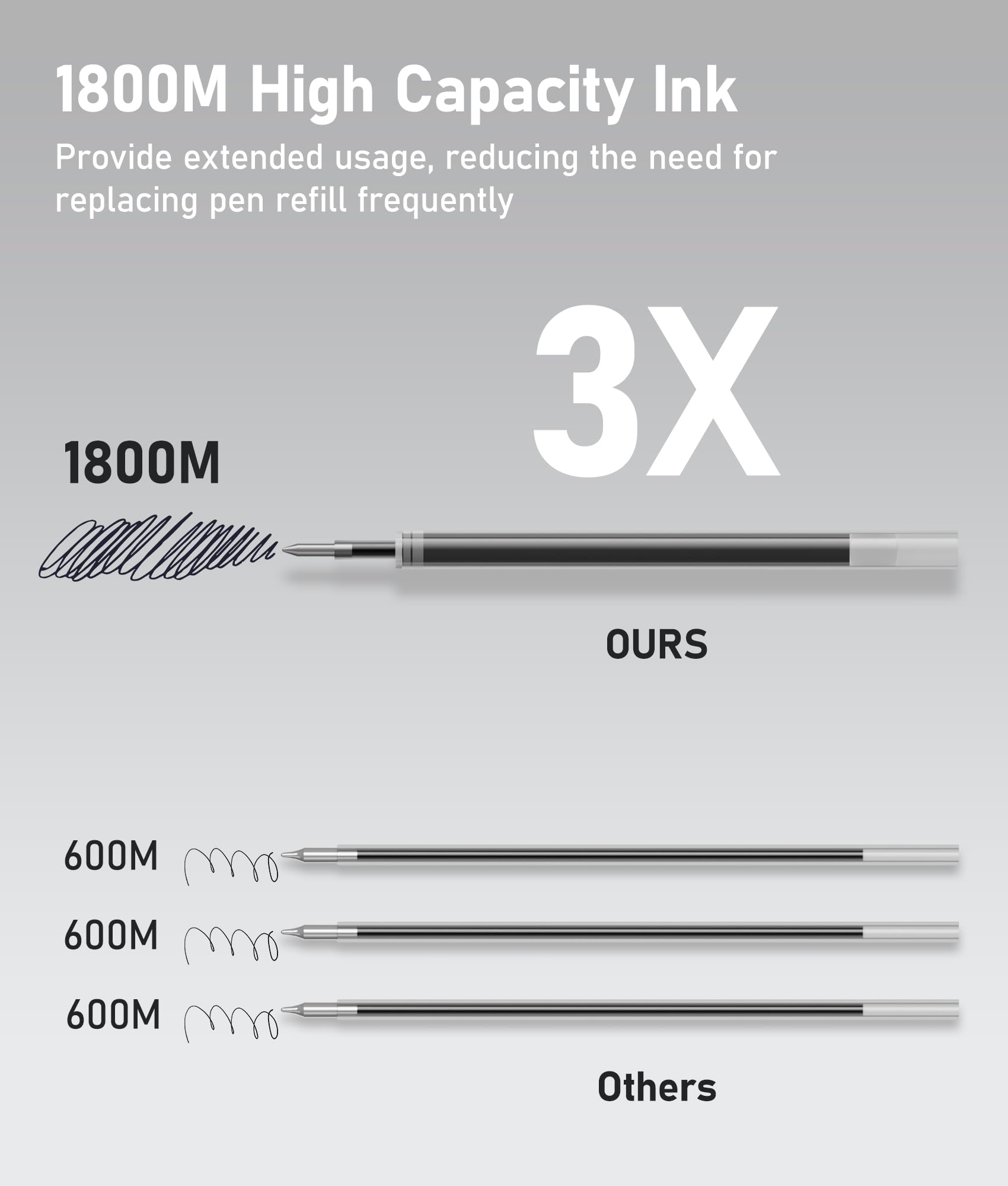 InkSlick 16 Pack Gradient Black Ballpoint Pens 1.0mm Fidget Pens for Adults