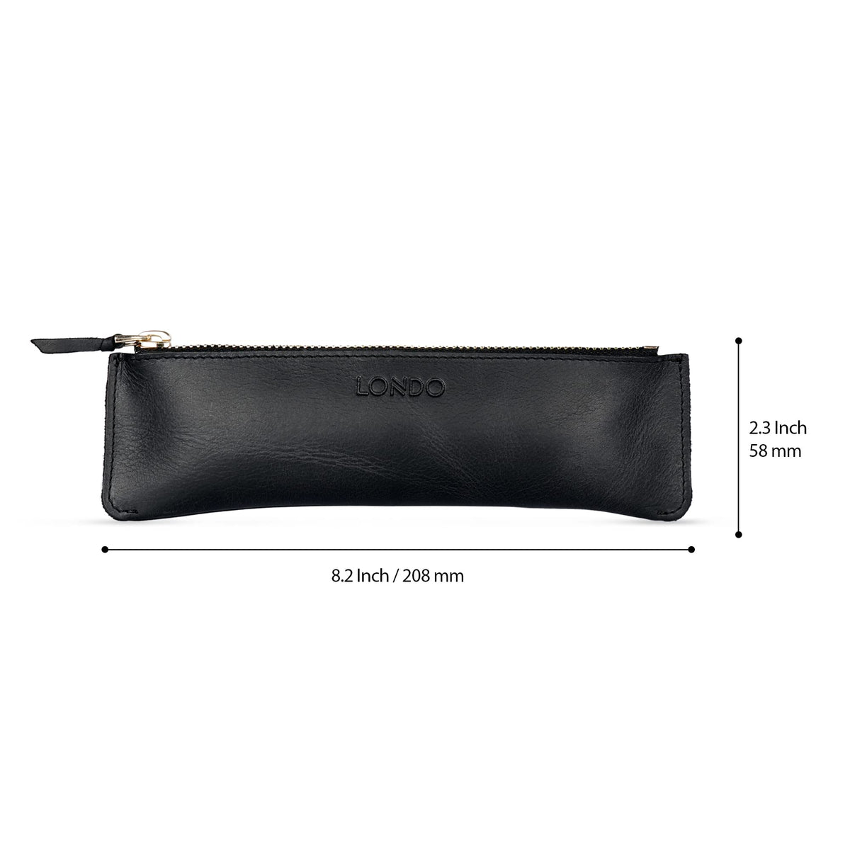 Londo Genuine Leather Pen Case with Zipper Closure, Pencil Pouch Stationery Bag
