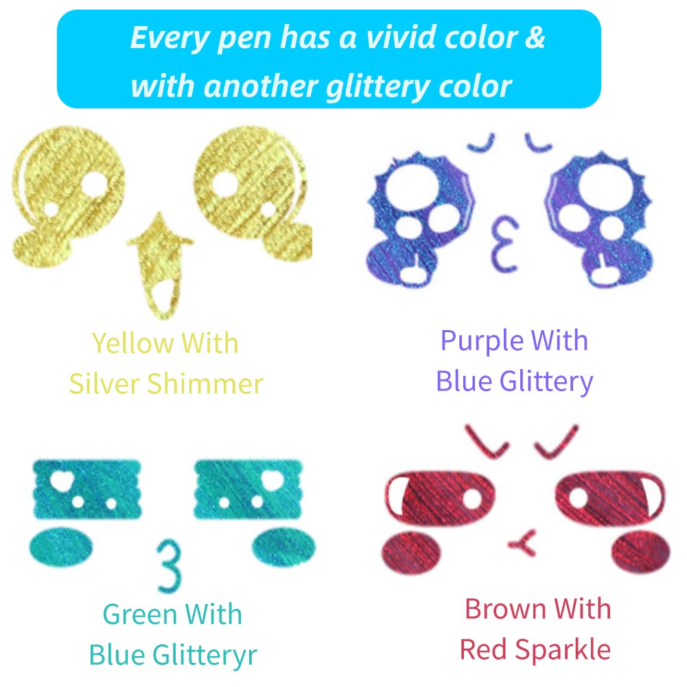 Premium Glitter Gel Pens, 0.8mm Medium Point Glitter Markers, Colorful Pen for Bullet Journal