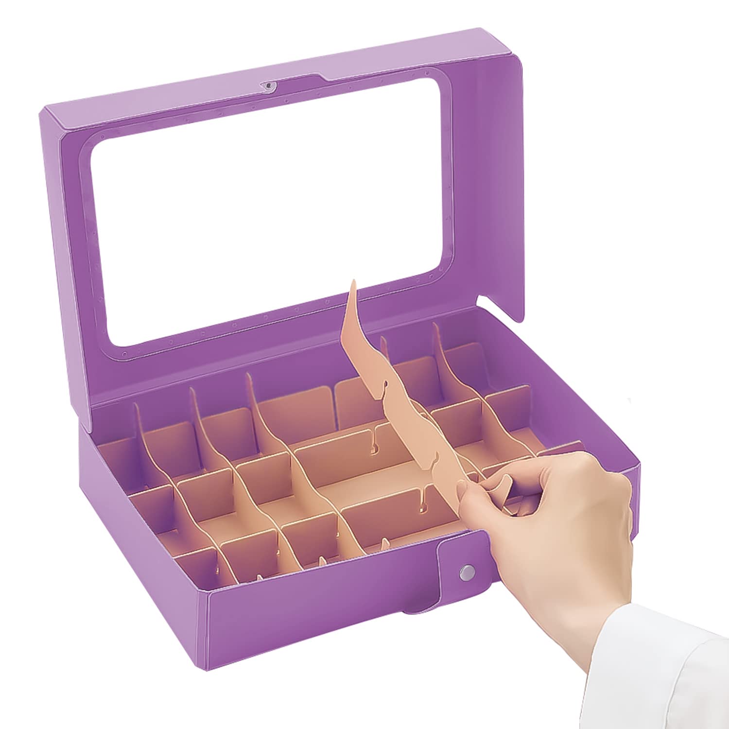 Lihit Lab A698-10 Maste Storage with Dividers, Collection Case, Purple